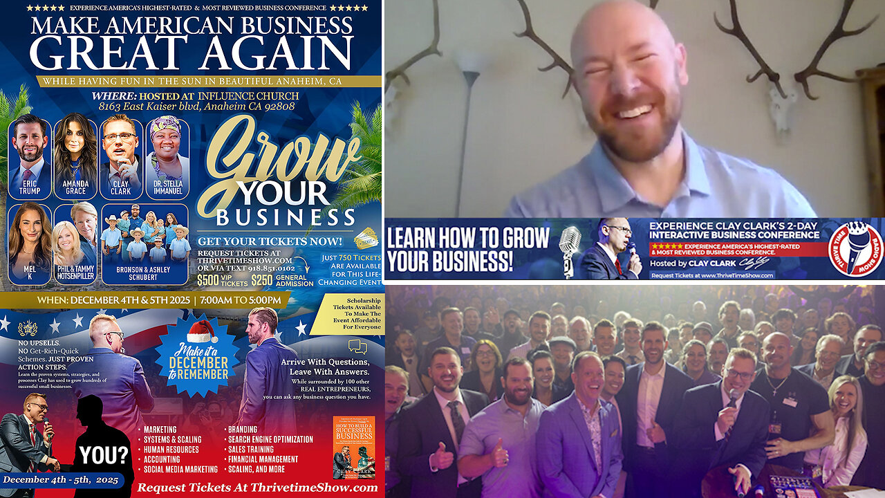 Business Coach | How to Turn Your Business Ideas Into a Profitable, Scalable & Sustainable Business + Join Eric Trump At Clay Clarks Dec. 4-5 Anaheim, California ThrivetimeShow.com Business Conference