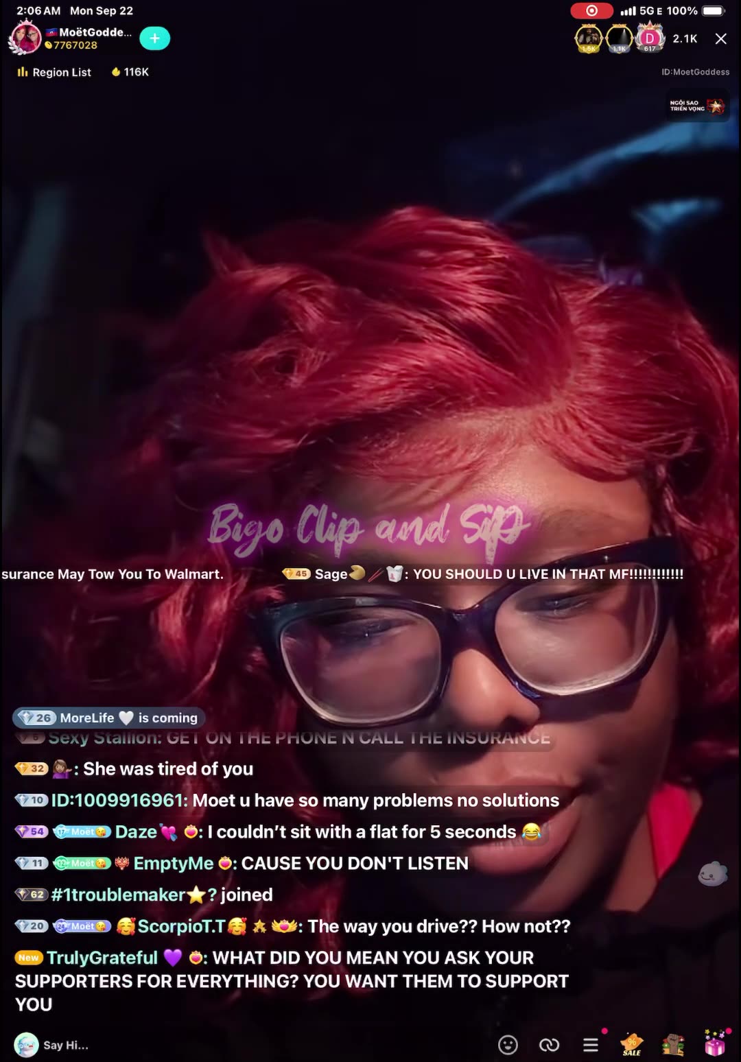 Moet rage baiting the ppl about the tire n insurance issue 9/21/25 #bigoclipandsip
