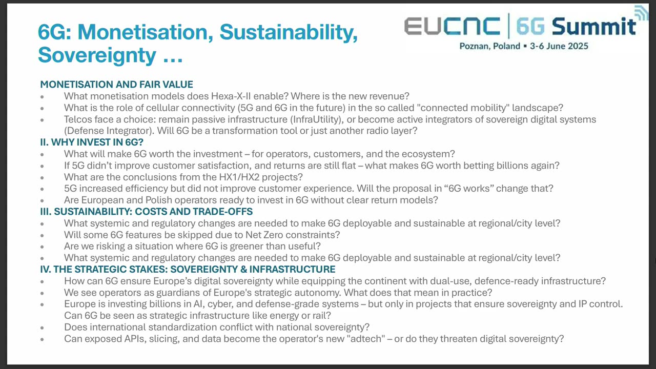 Panel 4 - Monetisation and Sustainability in 6G