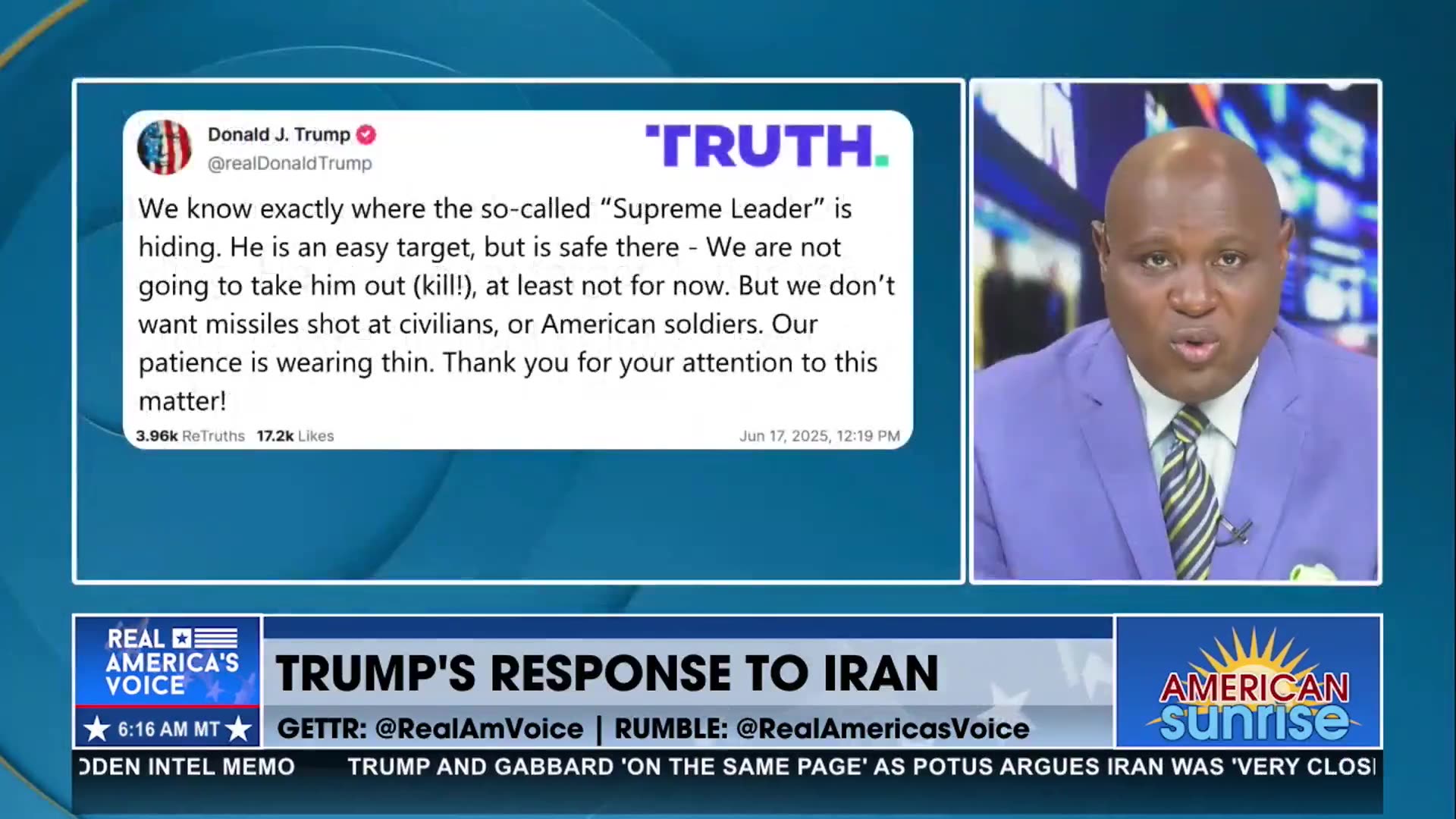 TRUMPS WORDS TO IRAN