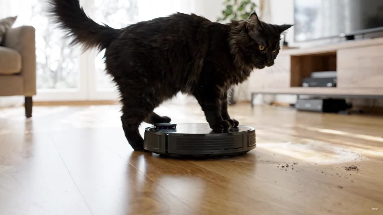 Cat Turns Robot Vacuum Into a Wild Ride 🤖