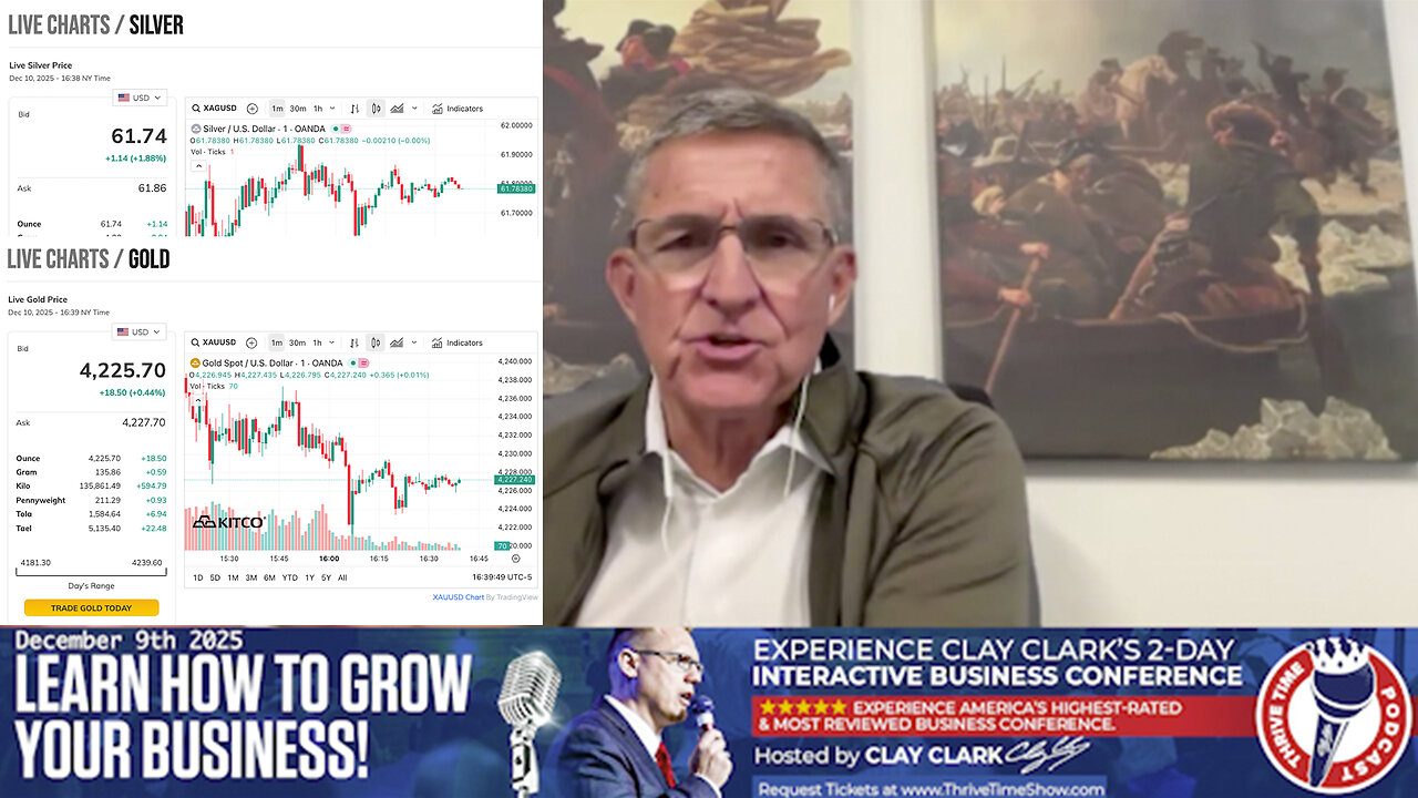 General Flynn | Look At Gold, Since 2021...Gold Has In Fact Doubled Todays Its $4,200 & Silver Has Tripled...Based Upon the Smart People Im Around We Are Going to See Gold Double Again In the Next Couple of Years. - 12/9/