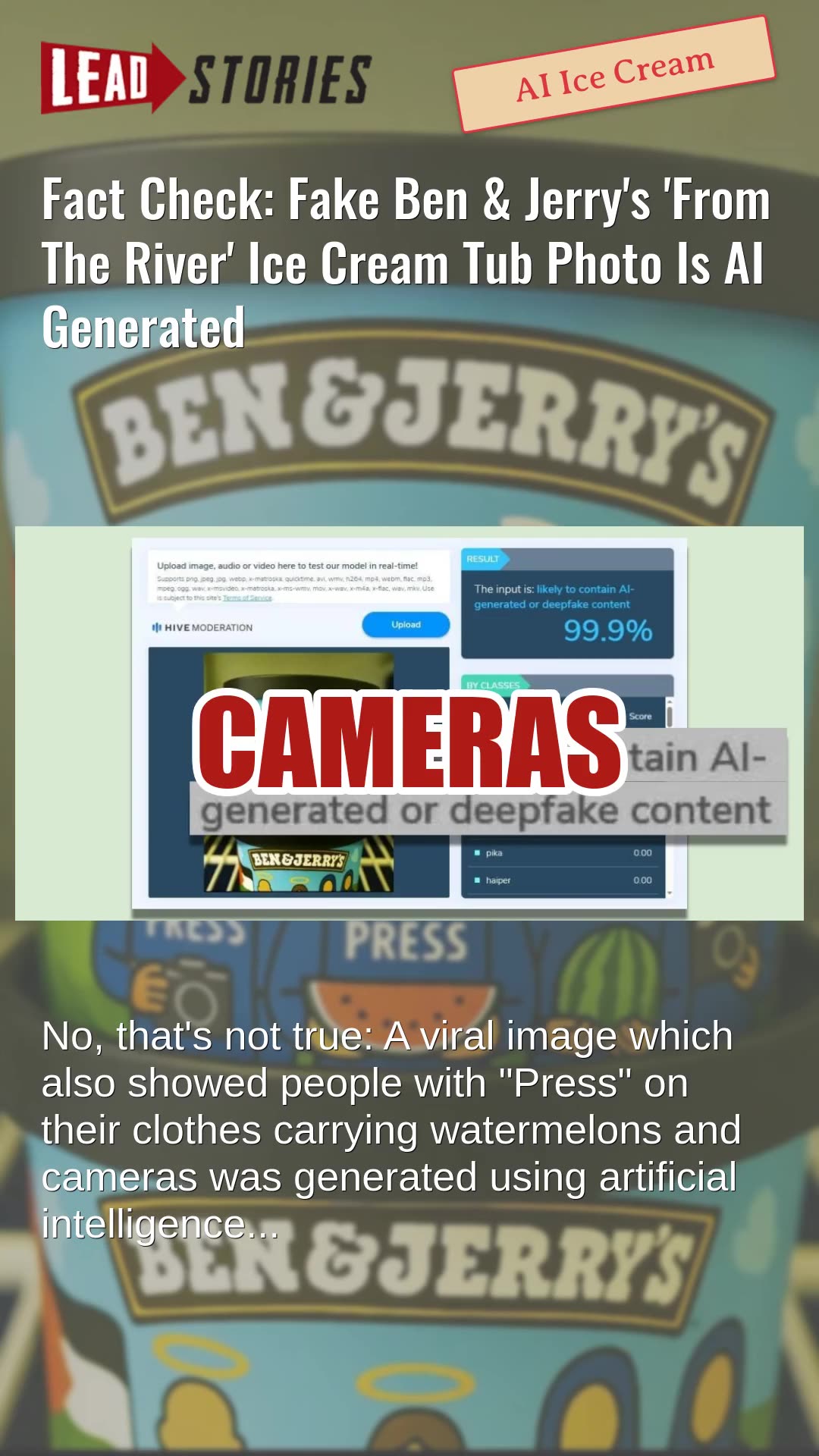 Fact Check: Fake Ben & Jerrys From The River Ice Cream Tub Photo Is AI Generated