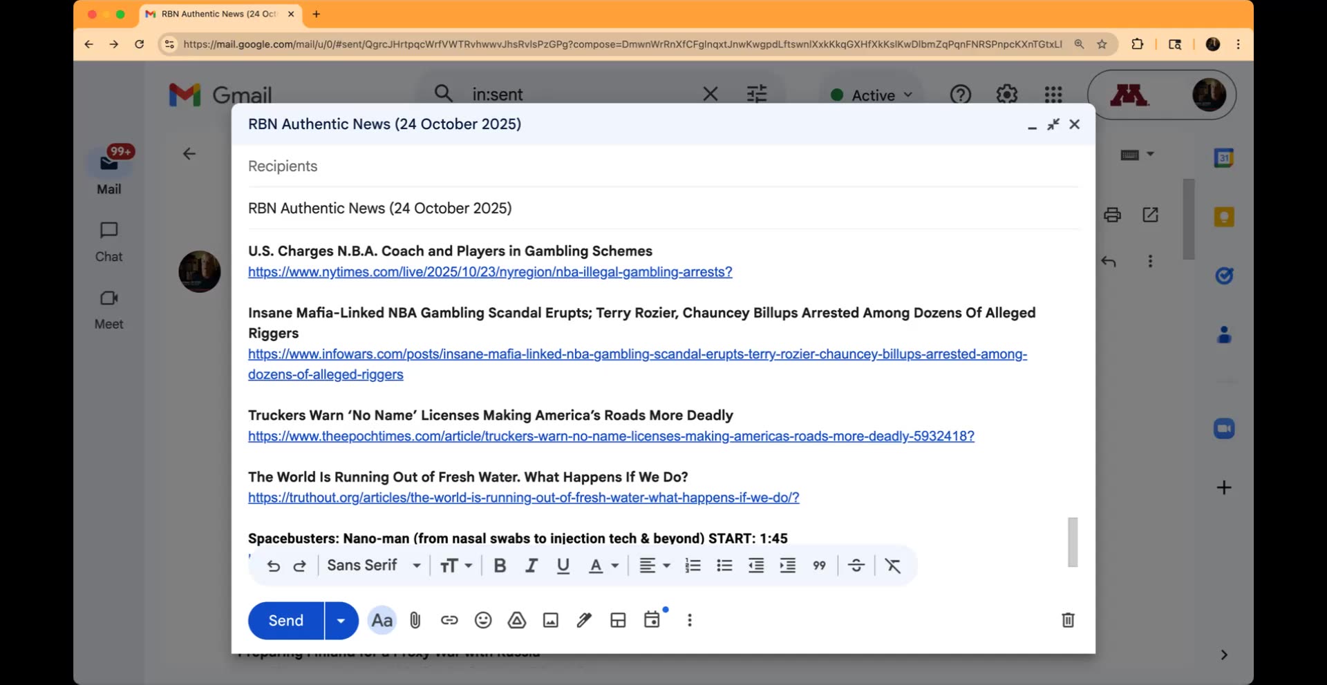 RBN Authentic News (24 October 2025)