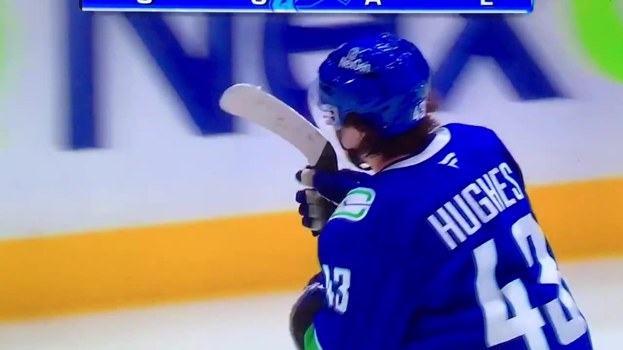 Canucks D #43 Quinn Hughes PP 🥅(16)🏒Wrist-Shot Goal