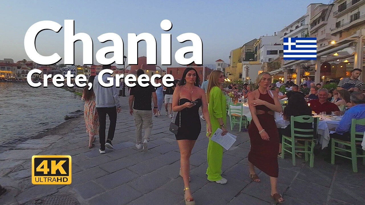 Chania Crete Walking Tour 4K Chania Old Town Greece 🇬🇷