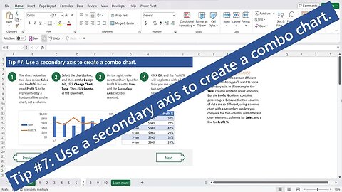 10 Tips For Excel Charts Tip # 7 Use a secondary axis to create a combo chart