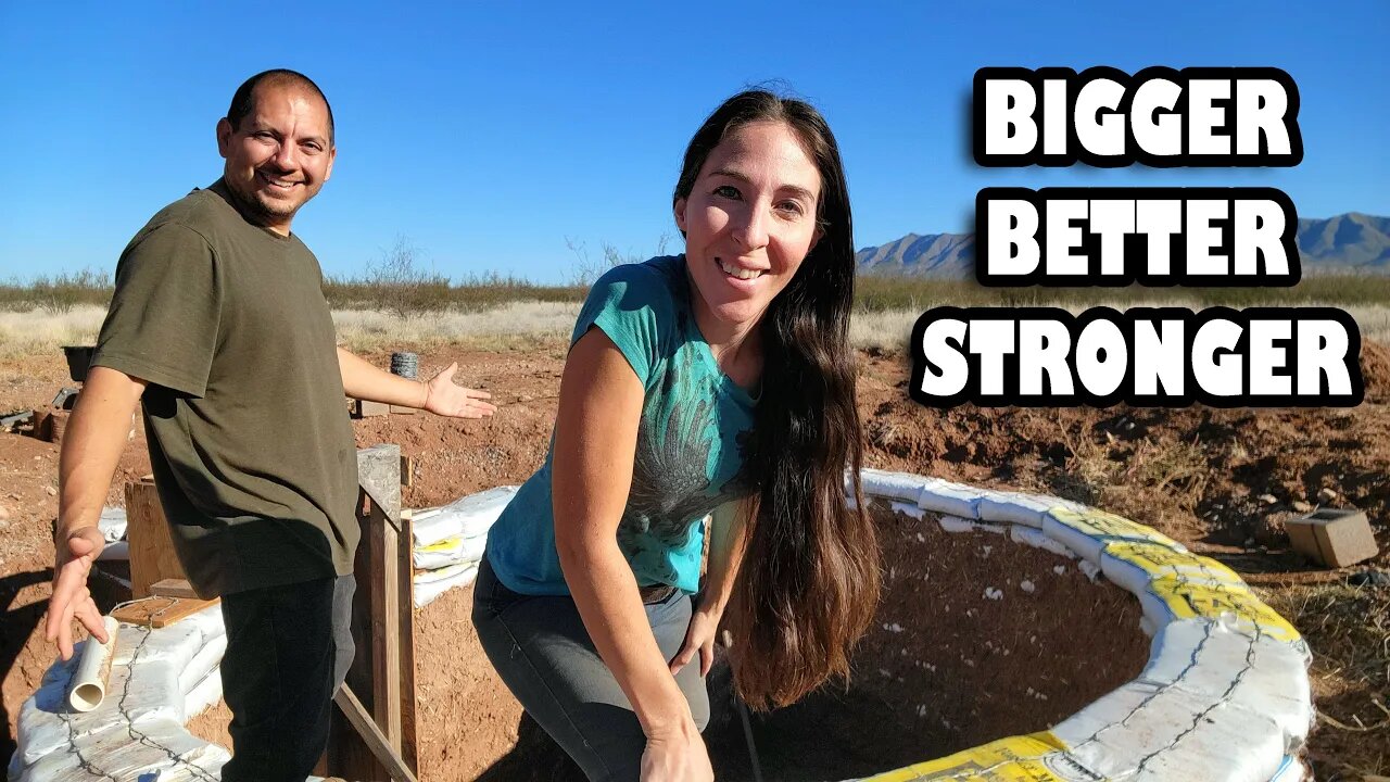 How Were Tying Our New Earthbag Wall To Our Old One | Building A Monolithic Earthbag Root Cellar