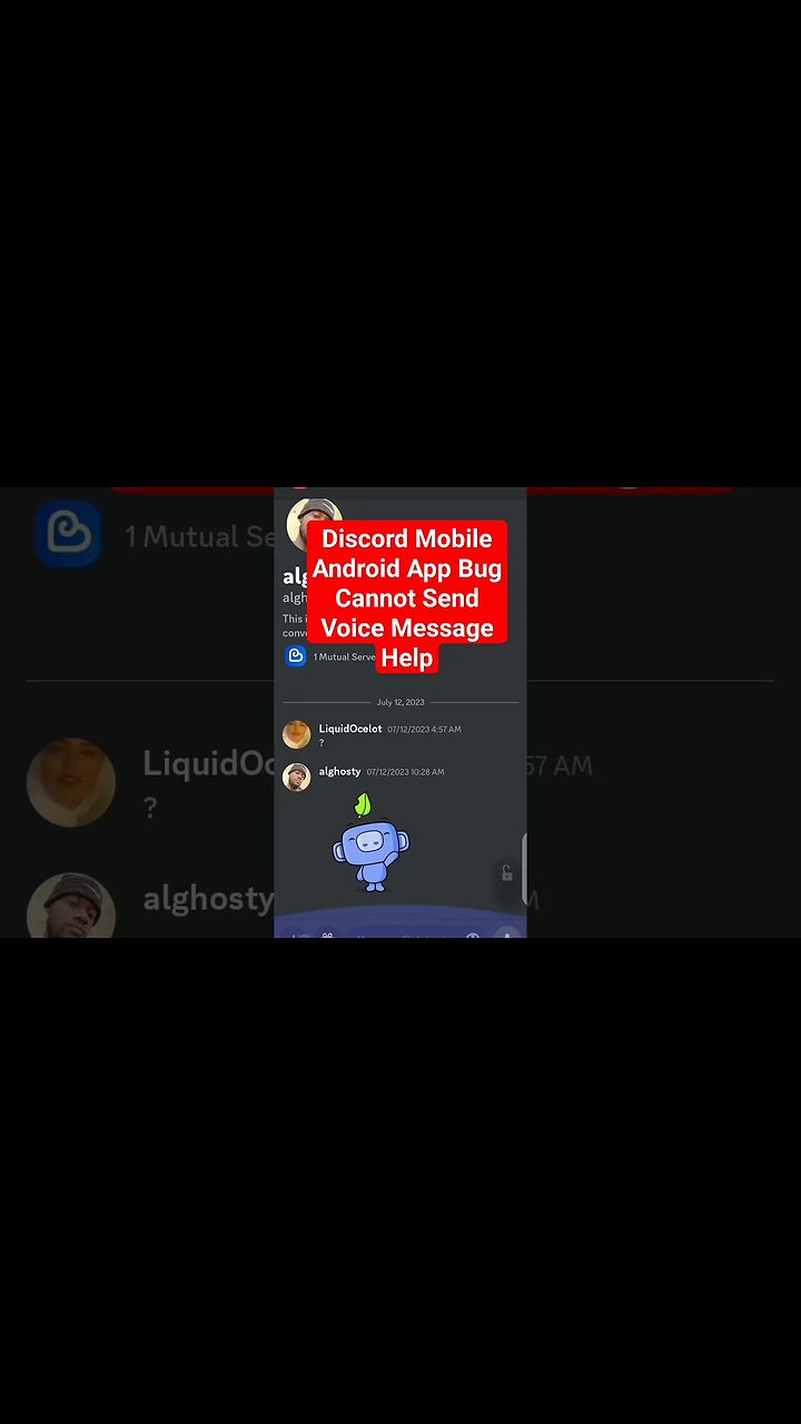 Discord Mobile Android App Bug Cannot Send Voice Message Help #discordapp #discord #shorts #bug