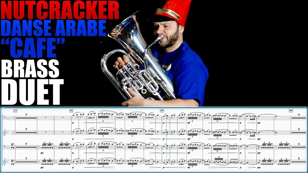 Tchaikovsky THE NUTCRACKER Danse Arabe: Café EUPHONIUM DUET - Matonizz. Play Along!