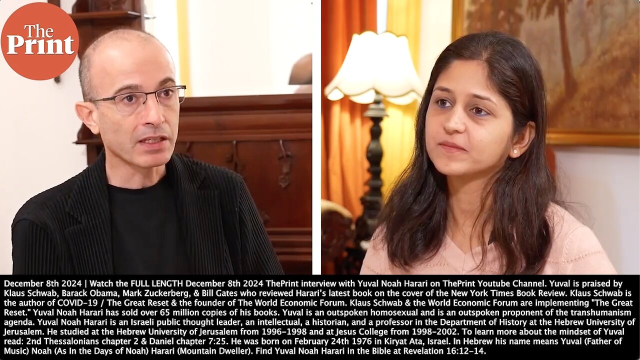 Yuval Noah Harari | We Are Losing Control of the World to Something Else, to An Alien. AIs, They Are a Type of Alien Intelligence. They Dont Come from Another Planet of Course. We Create Them On This Planet. - 12/8/2024