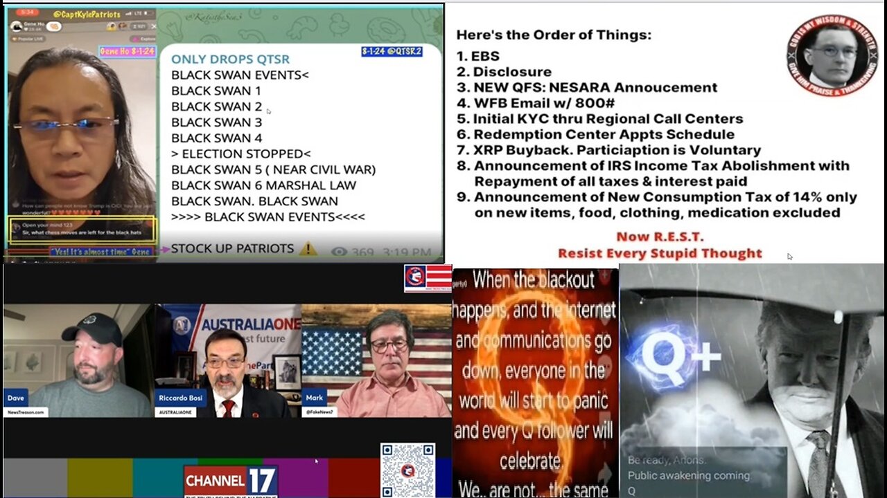 Black Swan Events - The Order and Timing of The Plan - Be Ready For The EBS, Disclosures 8/4/24