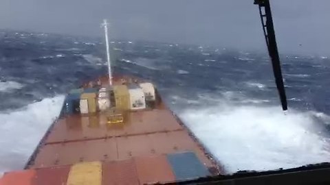 Container Ship In Bermuda Battles Heavy Storm