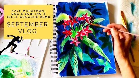 Himi Jelly Gouache Demo, Half Marathon, and Dog Surfing Competition ✭ September Vlog ✭