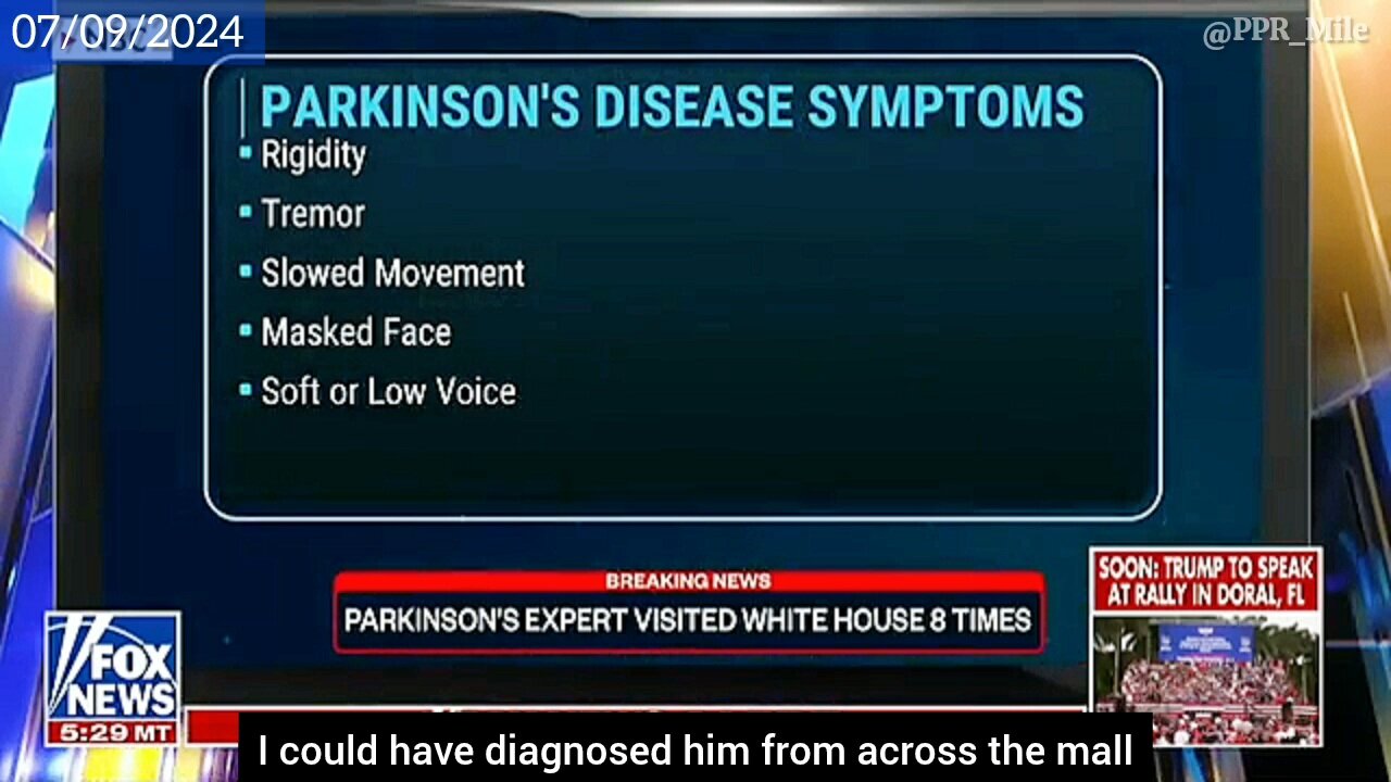 I could have diagnosed him from across the mall. - 07/08/24 NBC - Dr. Tom Pitts - Parkinsons