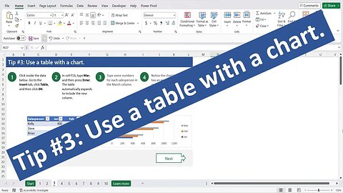 10 Tips For Excel Charts Tip # 3 Use a table with a chart