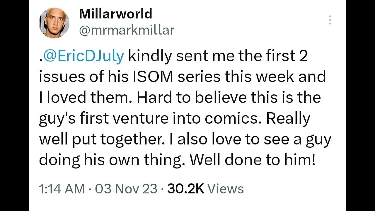 Mark Millars Praise of Eric Julys ISOM Exposes Comicsgates Compromised Ethics