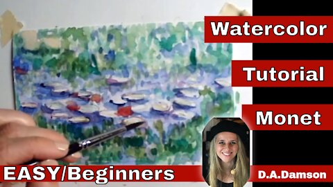 Monet Tutorial in Watercolor Step by step