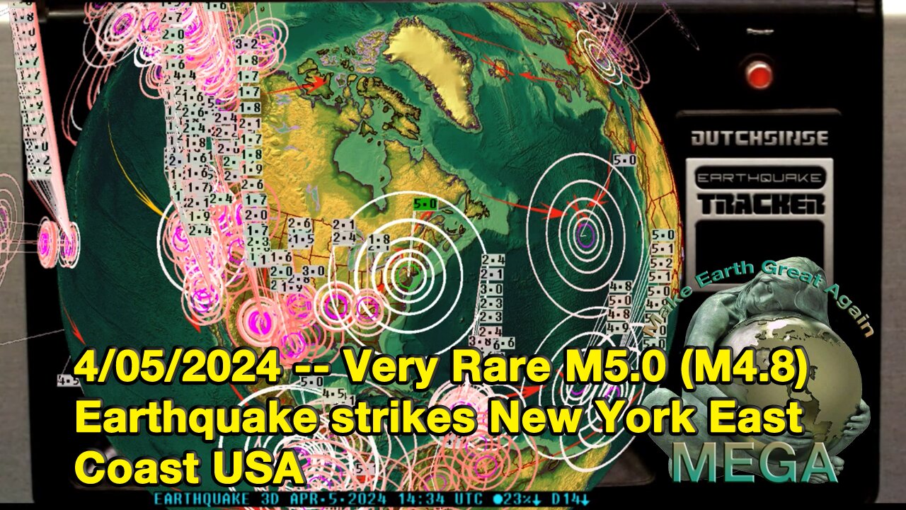 Very Rare M5 0 M4.8 Earthquake strikes New York East Coast USA -- NOTE M4.8 (Tomorrows Solar Eclipse??)