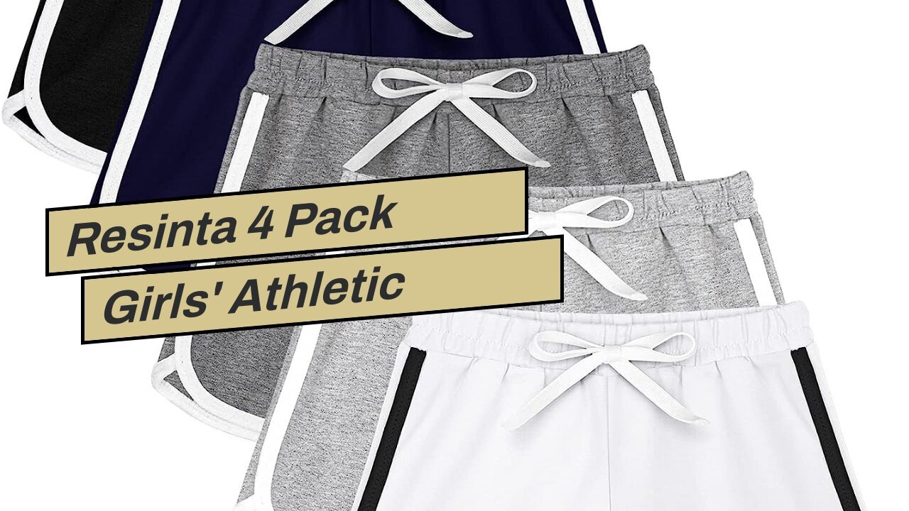 Resinta 4 Pack Girls Athletic Shorts Soft Cotton Girls Running Shorts with Drawstring and Pock...