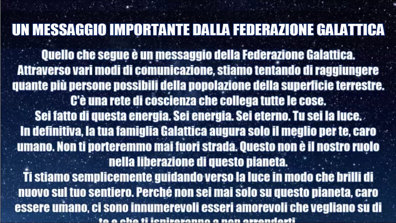 UN MESSAGGIO IMPORTANTE DALLA FEDERAZIONE GALATTICA