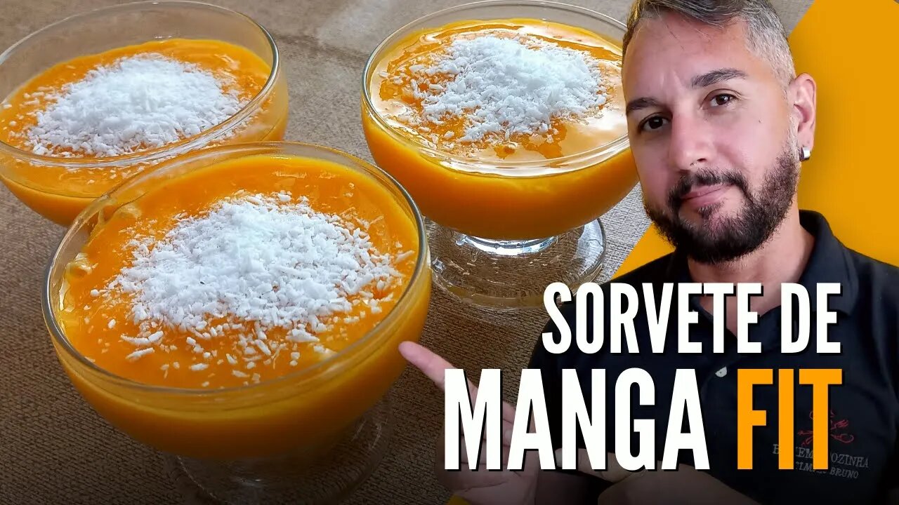 SORVETE DE MANGA FIT - RECEITA DE SOVERTE SEM AÇUCAR QUE NÃO ENGORDA