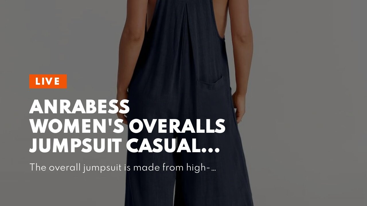 ANRABESS Womens Overalls Jumpsuit Casual Loose Sleeveless Adjustable Straps Bib Wide Leg Outfi...