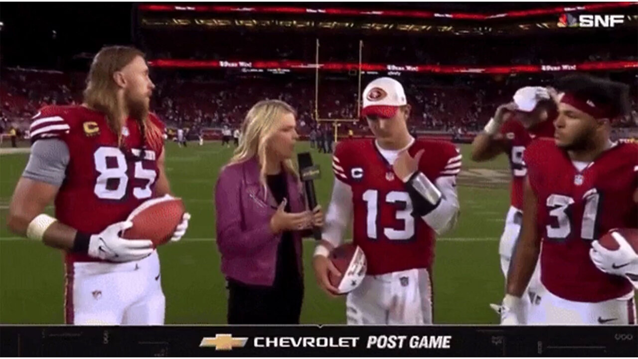 49ers Nick Bosa crashes Brock Purdys interview wearing Make America Great Again hat