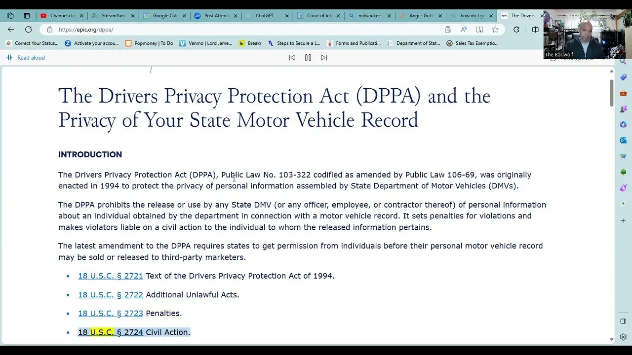 The DRIVERS PRIVACY PROTECTION ACT: The privacy of your motor vehicle record by the badwolf