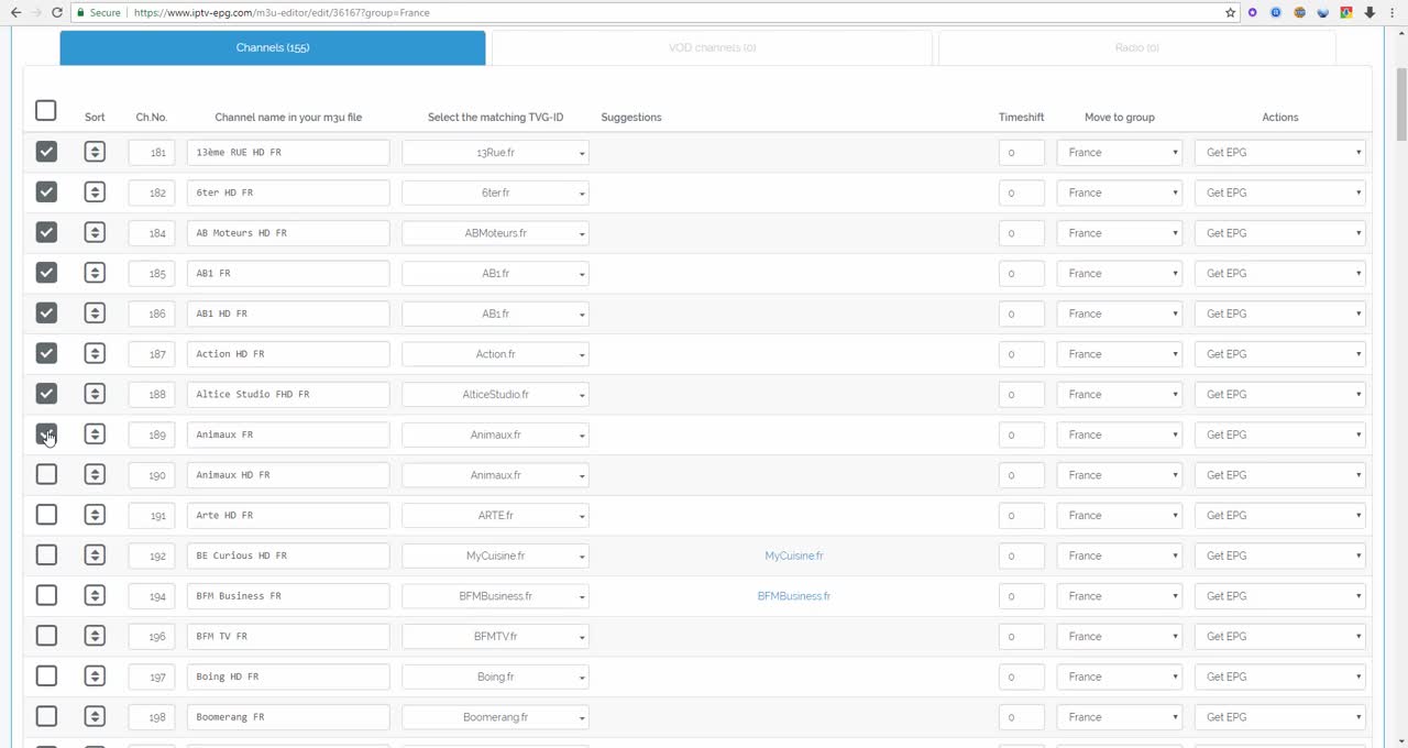 Edit many channels at once in your m3u file