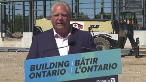 Ontario Premier Doug Ford swallows a bee during a press conference