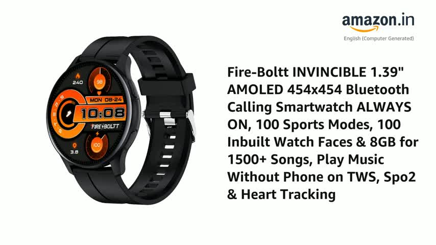 Fire-Boltt INVINCIBLE 1.39 (3.53cm) AMOLED 454x454 Bluetooth Calling Smartwatch