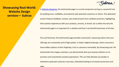 Showcasing Real-World: Website Design services — Subraa