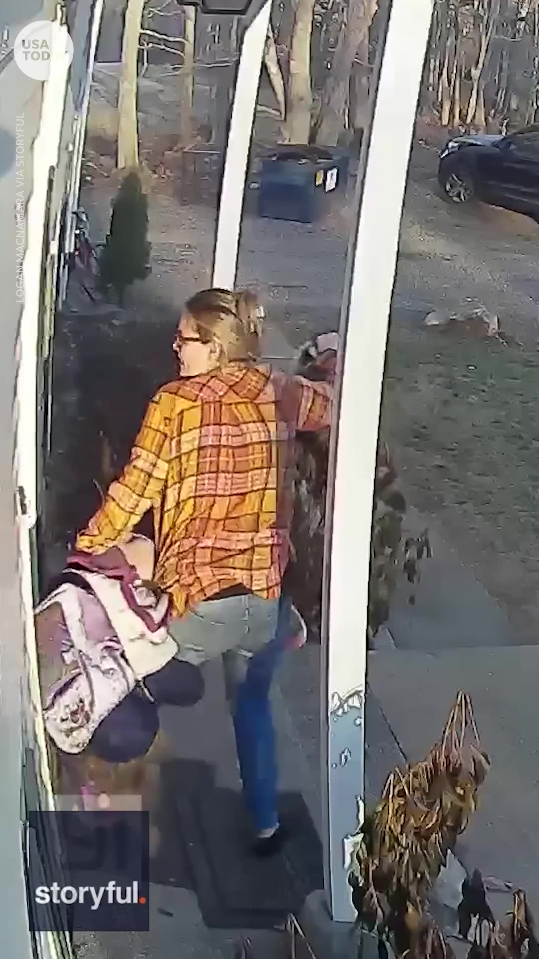 Heroic mom saves terrified five-year-old from raccoon attack | USA TODAY #Shorts