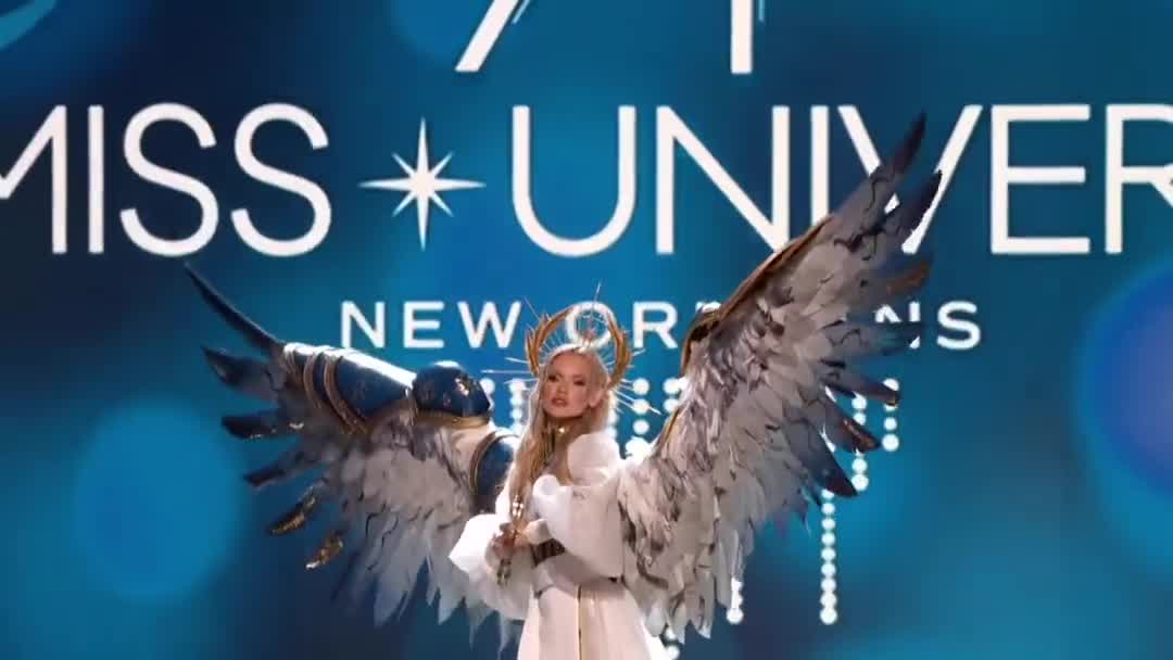 Miss Ukraine wears Soldier-Angel costume for Miss Universe constest
