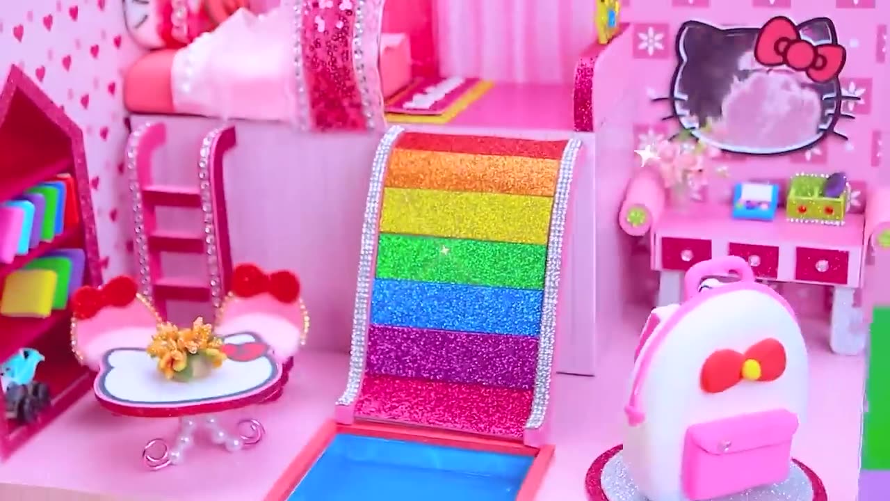 Make 5 Color House with My Melody Bedroom, Kuromi Room, Keroppi Kitchen for Hello Kitty and Friends💕